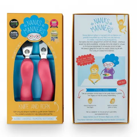 Nanas Manners ETAP 3 PINK Sztućce nóż widelec 3-9 lat