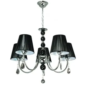 Lampa kryształowa 5 pł. czarny abażur/kryształ W-N 0809/5