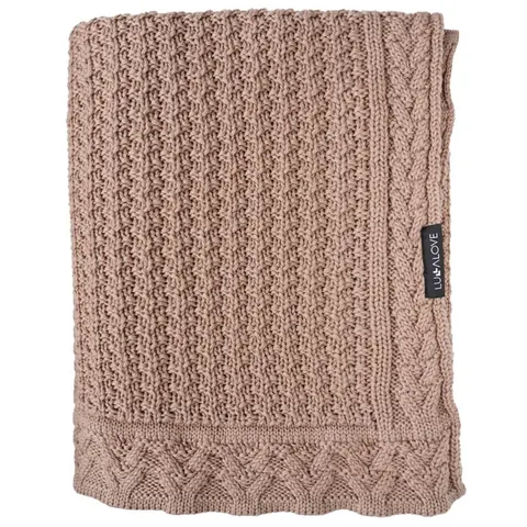 Lullalove Kocyk merino PREMIUM - ciasteczko karmelowy beż