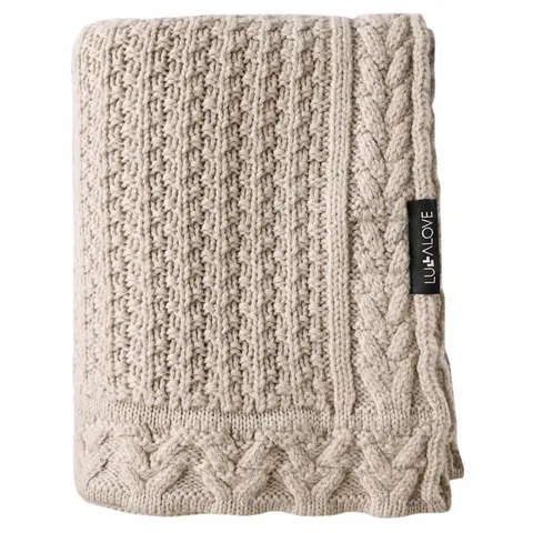 Lullalove Kocyk merino PREMIUM - ciasteczko beżowy