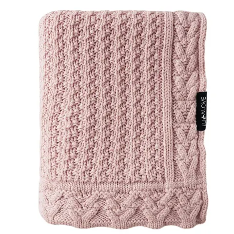Lullalove Kocyk merino PREMIUM - ciasteczko pudrowy róż