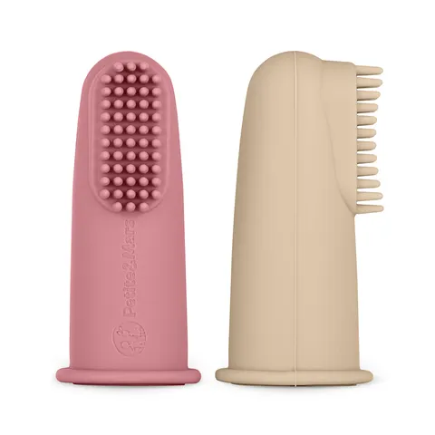 Petite&Mars silikonowa szczoteczka na palec 2 szt. + etui 0M+