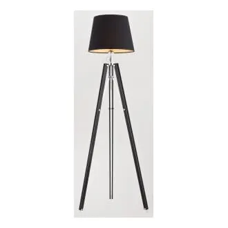 Aster lampa podłogowa 1 pł czarna i czarny abażur