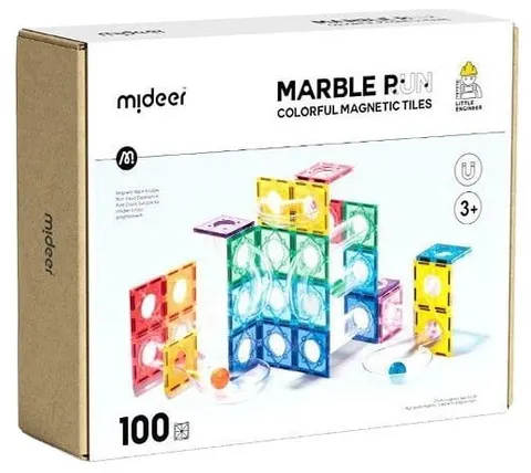 Mideer klocki magnetyczne tor kulkowy 100 el. Zestw konstrukcyjny 3+
