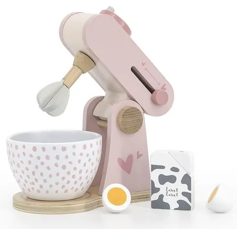 Label Robot kuchenny drewniany różowy