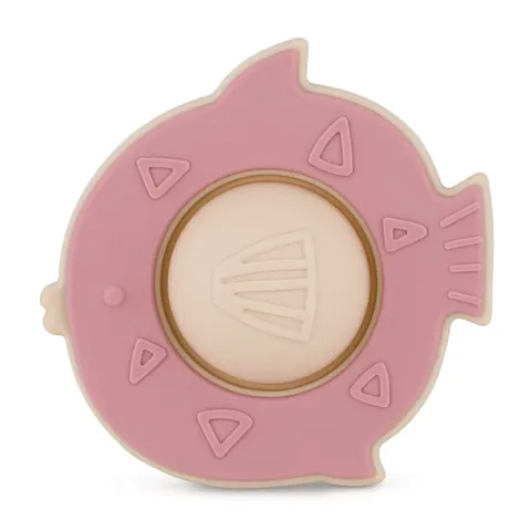 PETITE&MARS Silikonowa zabawka pop - up Fish Fiona Dusty Rose 6m+