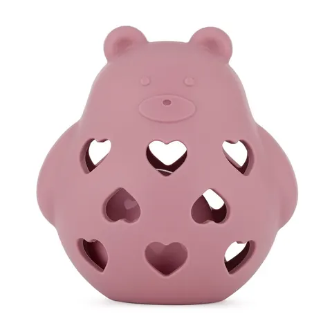 PETITE&MARS Silikonowa zabawka z grzechotką Bear Basil Dusty Rose