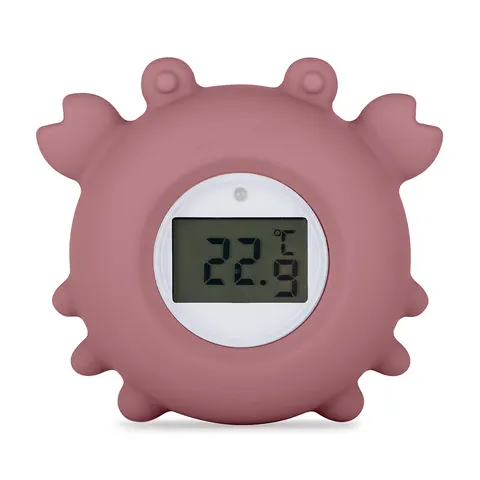 PETITE&MARS Silikonowy termometr cyfrowy do kąpieli Crab Caleb Dusty Rose 0m+