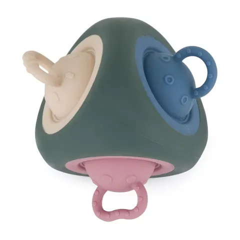 PETITE&MARS Silikonowa zabawka sensoryczna pop - up Pop Triangle Misty Green