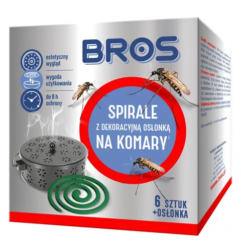 BROS - spirala na komary z dekoracyjną osłonką stalową 6 szt