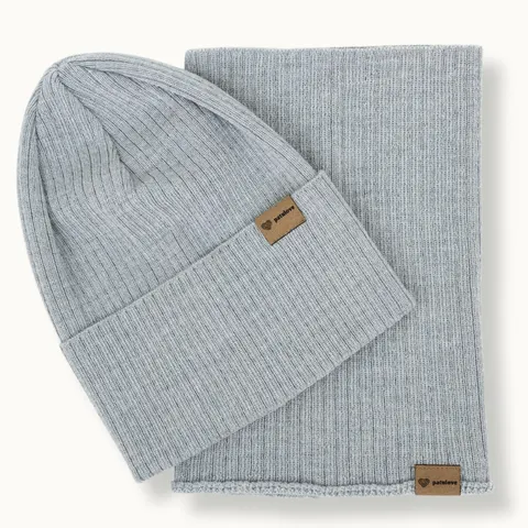 Patulove Merino set całoroczny - czapka i komin GREY