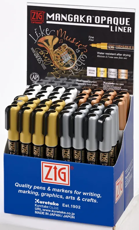 Kuretake ZIG Cartoonist Mangaka OPAQUE LINER DISPLAY 48szt. CNMOL/DP4