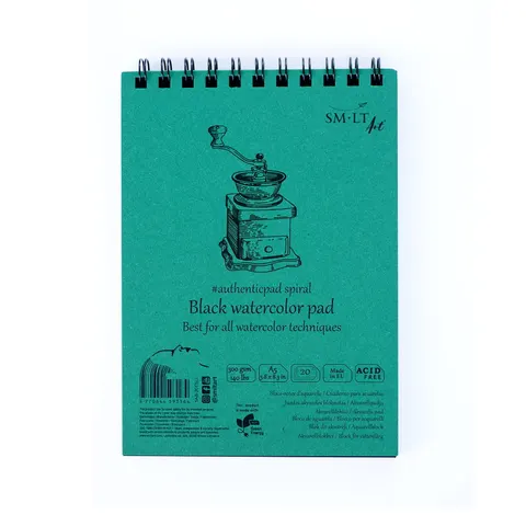 SMLTArt Authentic Black Watercolor blok A5 na spirali 300g 20ark 5AB-20TS/J