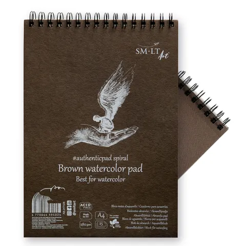 SMLTArt Authentic Watercolor Brown blok A4 na spirali 280g 25ark AB-25TS/B anioł