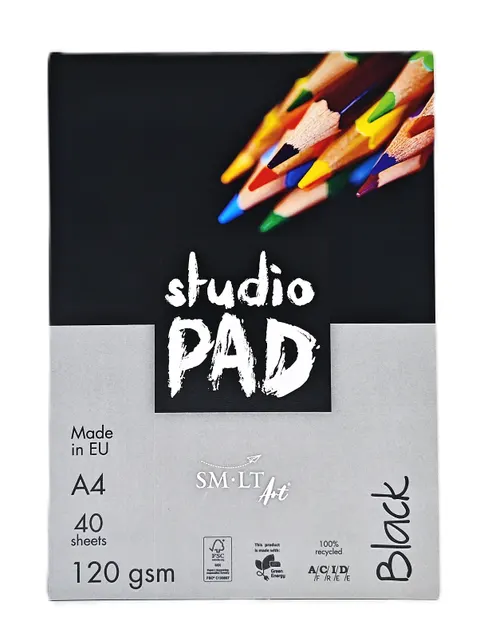SMLTArt Studio Pad BLACK A4 120gsm 40ark PS-40(120)/BLACK/STD/FSC