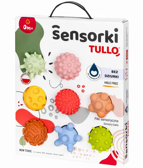 Sensorki Tullo. Piłki sensoryczne 8 szt. Bez dziurki. Pastelowe