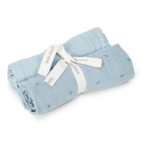 Little Dutch Otulacze muślinowe 70x70 cm pure denim blue