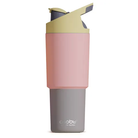 Butelka termiczna ze słomką Cosmic Asobu – pastel peach 1 l