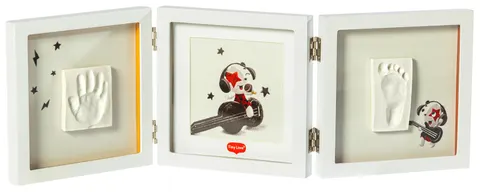 Tiny Love Creations Potrójna ramka na zdjęcie i odcisk - biała