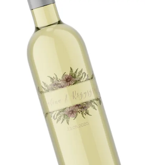 Przezroczyste etykiety na wódkę weselną Floral 08