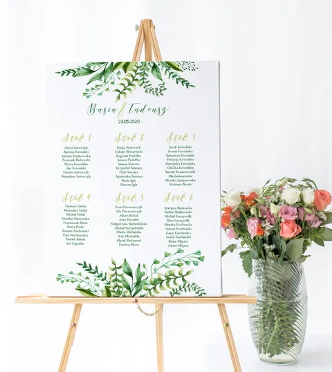 Plan stołów weselnych na płycie piankowej - Floral 03