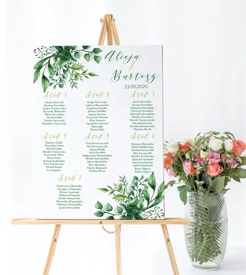 Plan stołów weselnych na płycie piankowej - Floral 04