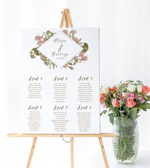 Plan stołów weselnych na płycie piankowej - Floral 06