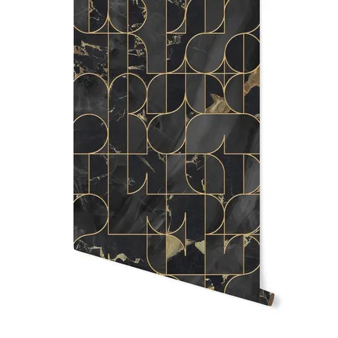 Okleina na meble - Art Deco Marble – czarny marmur & złoto - 35