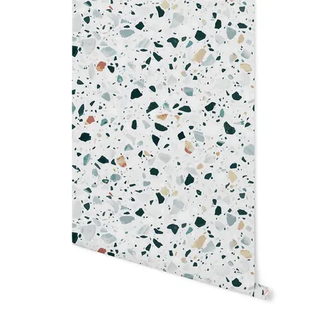 Okleina na meble - Kamienne Terrazzo (zieleń • beż • grafit) - 50