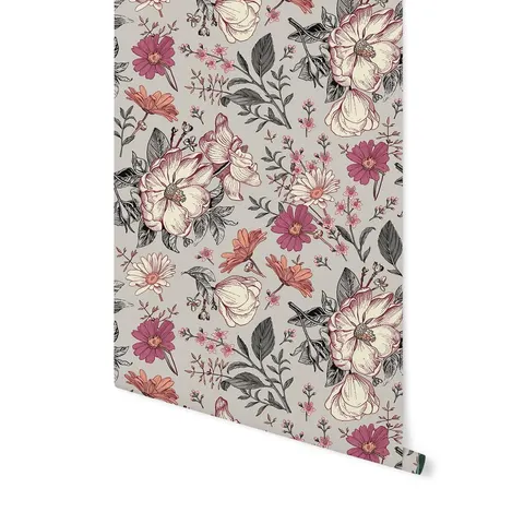 Okleina na meble - Vintage Peonie na Szarości - 64