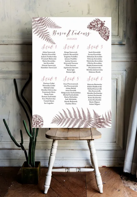 Plan stołów weselnych na płycie piankowej - Floral 12