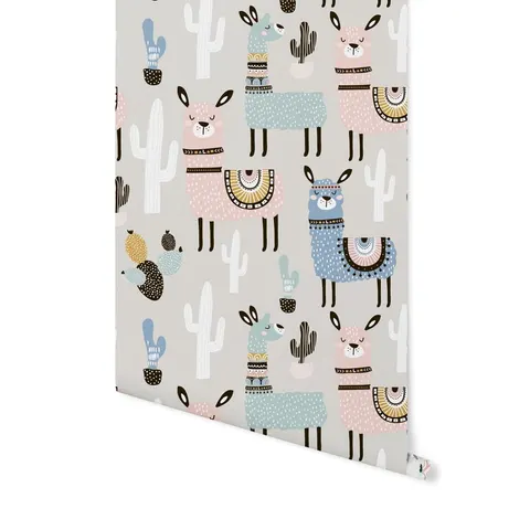 Okleina na meble dziecięce - Lamy & Kaktusy – skandynawski print - 32