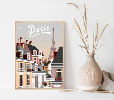 Drewniany plakat - Paryż KWM01