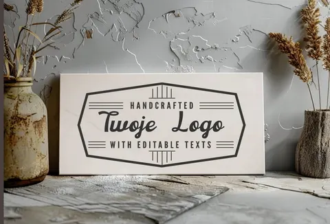 Drewniana prostokątna tabliczka z Twoim logo - bielona
