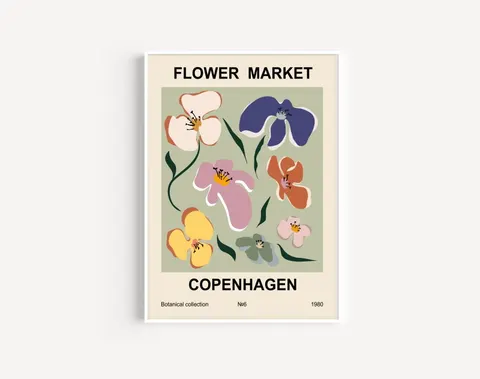 Plakat / na piance - Minimalistyczne retro kwiaty - Kopenhaga 02