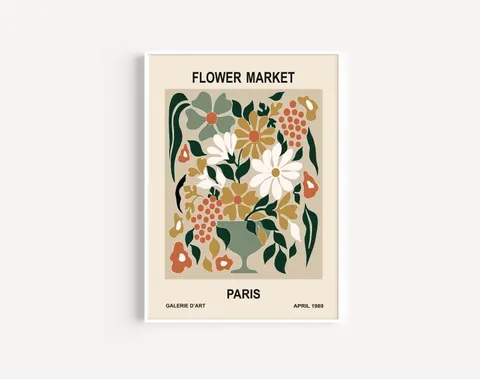 Plakat / na piance - Minimalistyczne retro kwiaty - Paryż