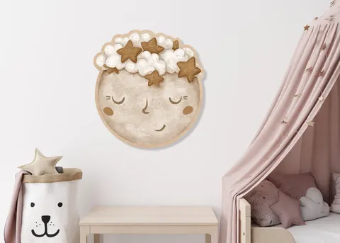 Drewniana dekoracja na ścianę - Księżyc