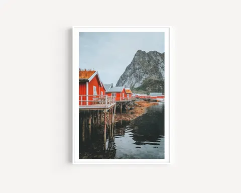 Plakat / na piance - Czerwone domki w Lofoten 02
