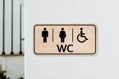 Drewniana tabliczka informacyjna - prostokątna - WC 01