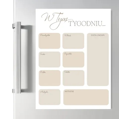 Planer tygodniowy na lodówkę - Tablica magnetyczna suchościeralna