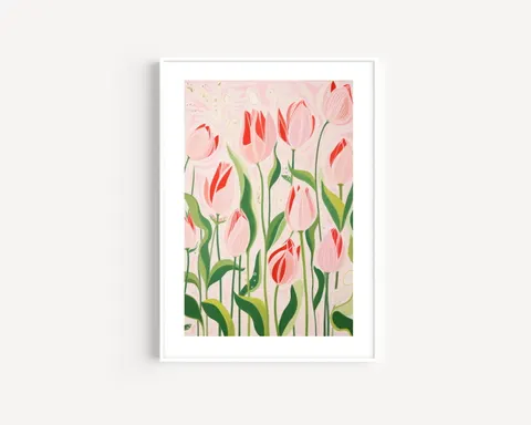 Plakat / na piance - Różowe tulipany