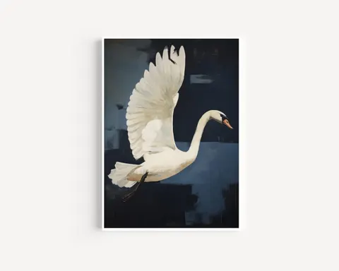 Plakat / na piance - Lecący łabędź