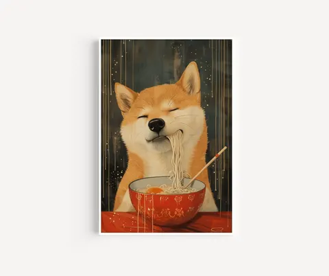 Plakat / na piance - Shiba Inu Noodle Nirwana