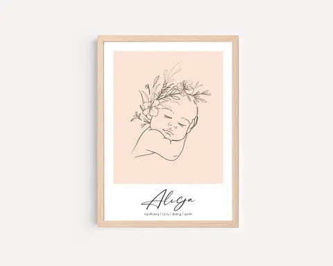 Personalizowany Plakat Metryczka z Imieniem Dziecka - Szkic 01