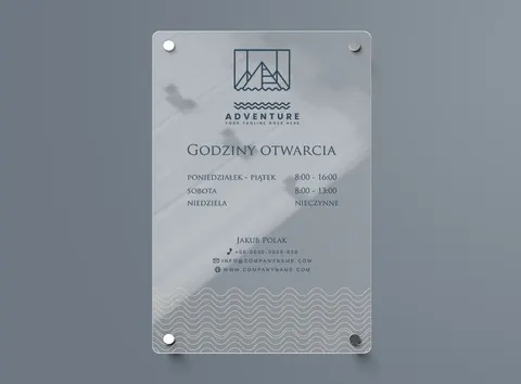 Akrylowy Szyld z Twoim Logo - Szyld reklamowy z plexi - 25 x 40 cm