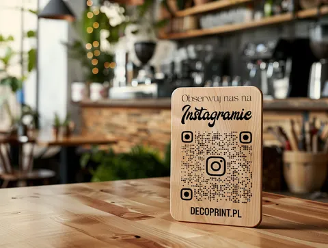 Drewniana Tabliczka Social Media z Kodem QR - Instagram