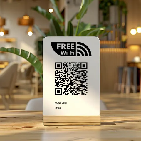 Akrylowa Tabliczka Wifi z Kodem QR