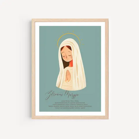 Plakat do pokoju dziecka z modlitwą "Zdrowaś Maryjo"