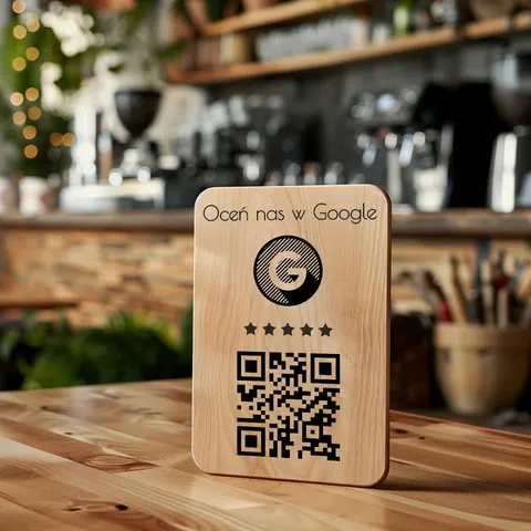 Drewniana Tabliczka z kodem QR - oceń nas w Google