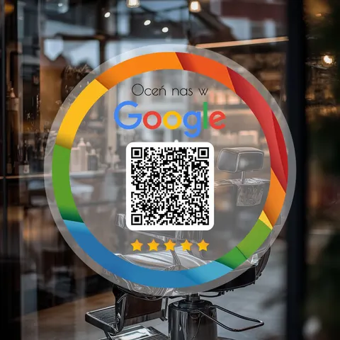 Przezroczysta naklejka samoprzylepna z kodem QR - Oceń nas w Google